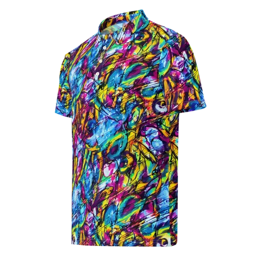Fuchsia Voltage on a Men's Slim Fit Polo Shirt