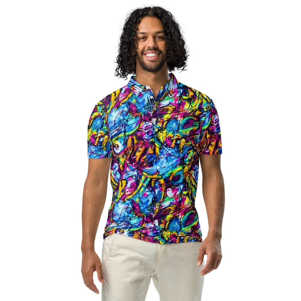 Fuchsia Voltage on Men's Slim Fit Polo Shirt — Front