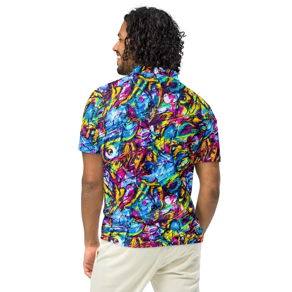 Fuchsia Voltage on Men's Slim Fit Polo Shirt — Back