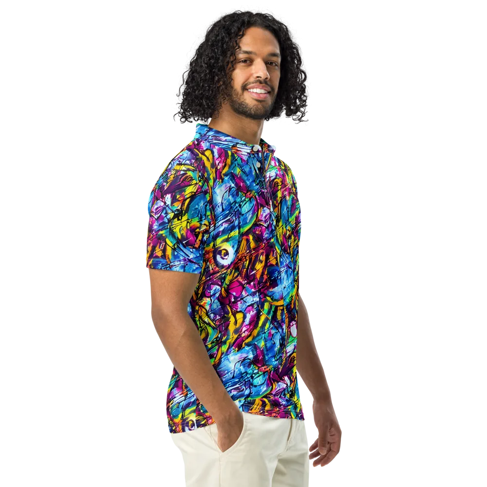 Fuchsia Voltage on Men's Slim Fit Polo Shirt — Right Front