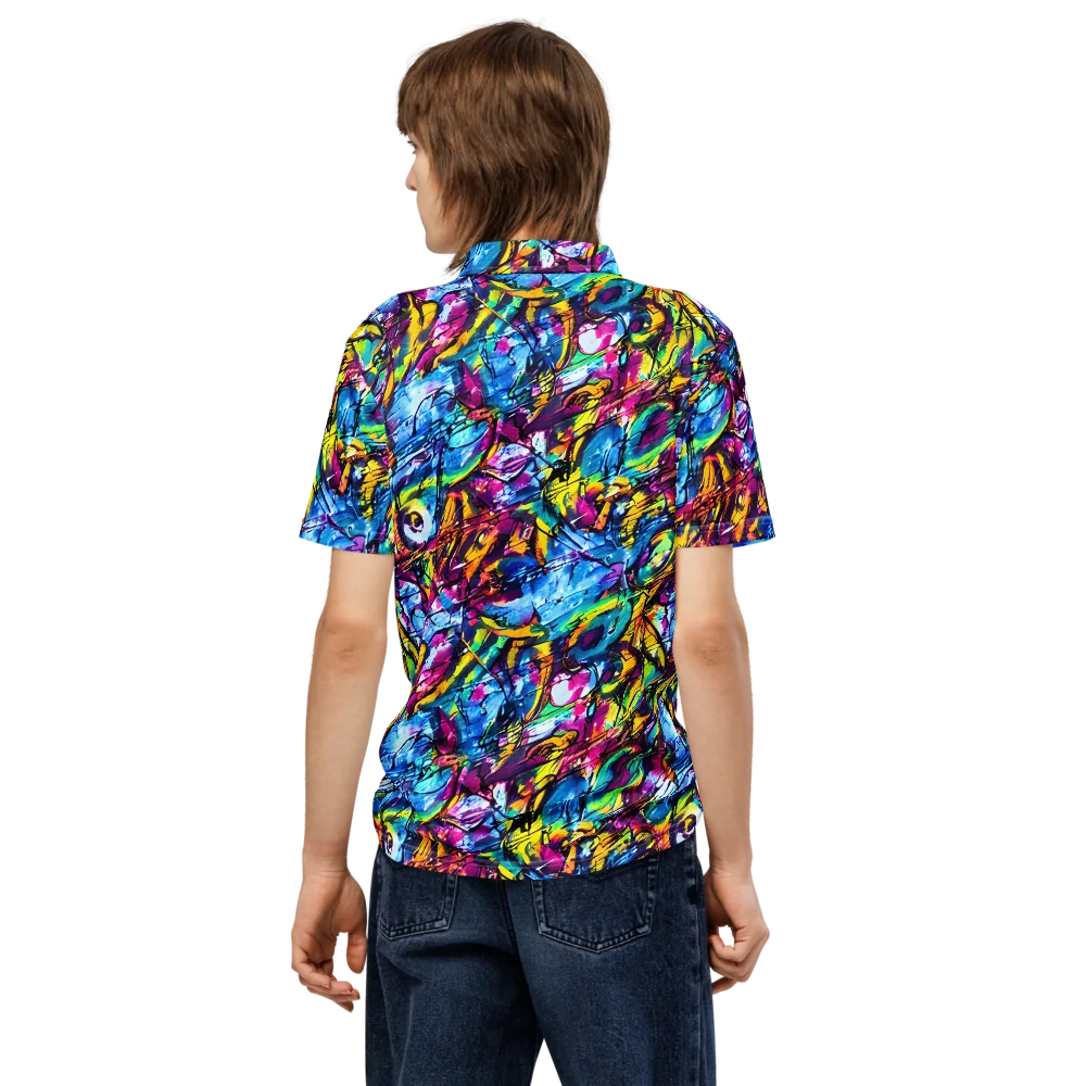 Fuchsia Voltage on Men's Slim Fit Polo Shirt — Back