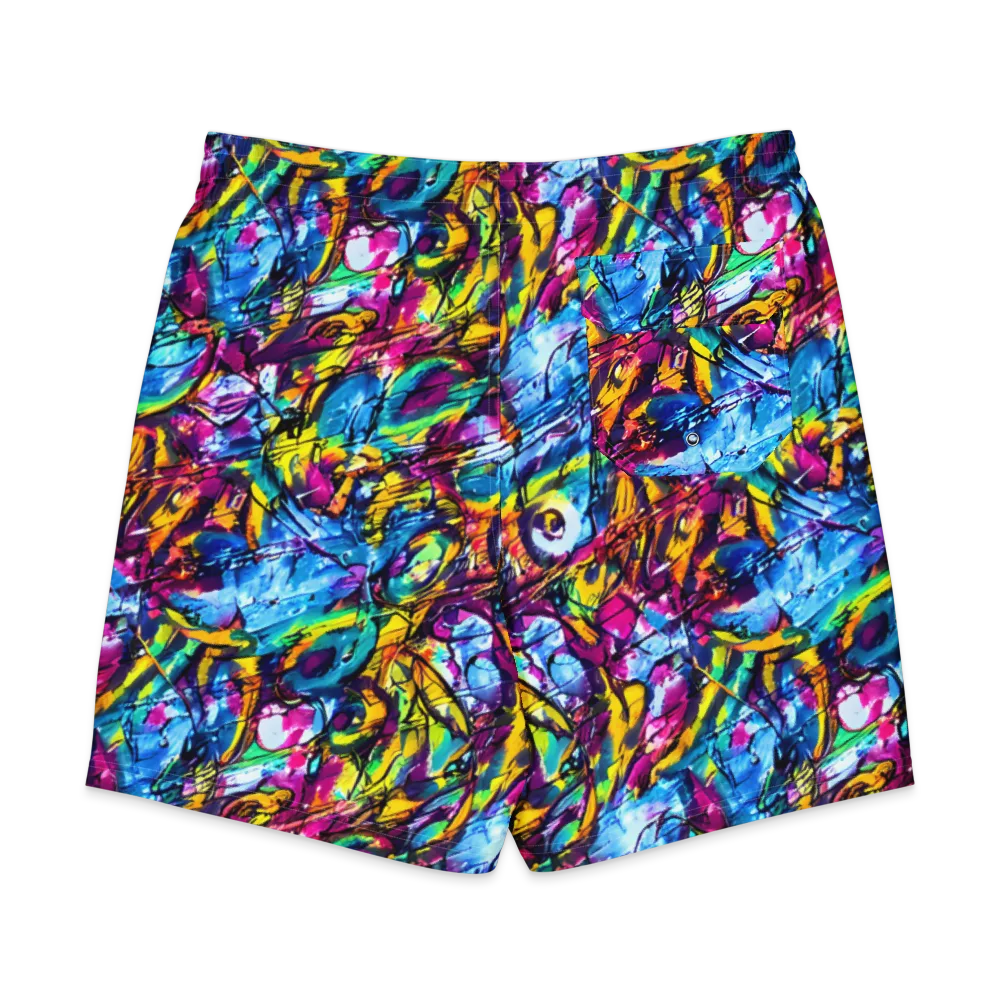 Fuchsia Voltage on Men's Board Shorts — Back