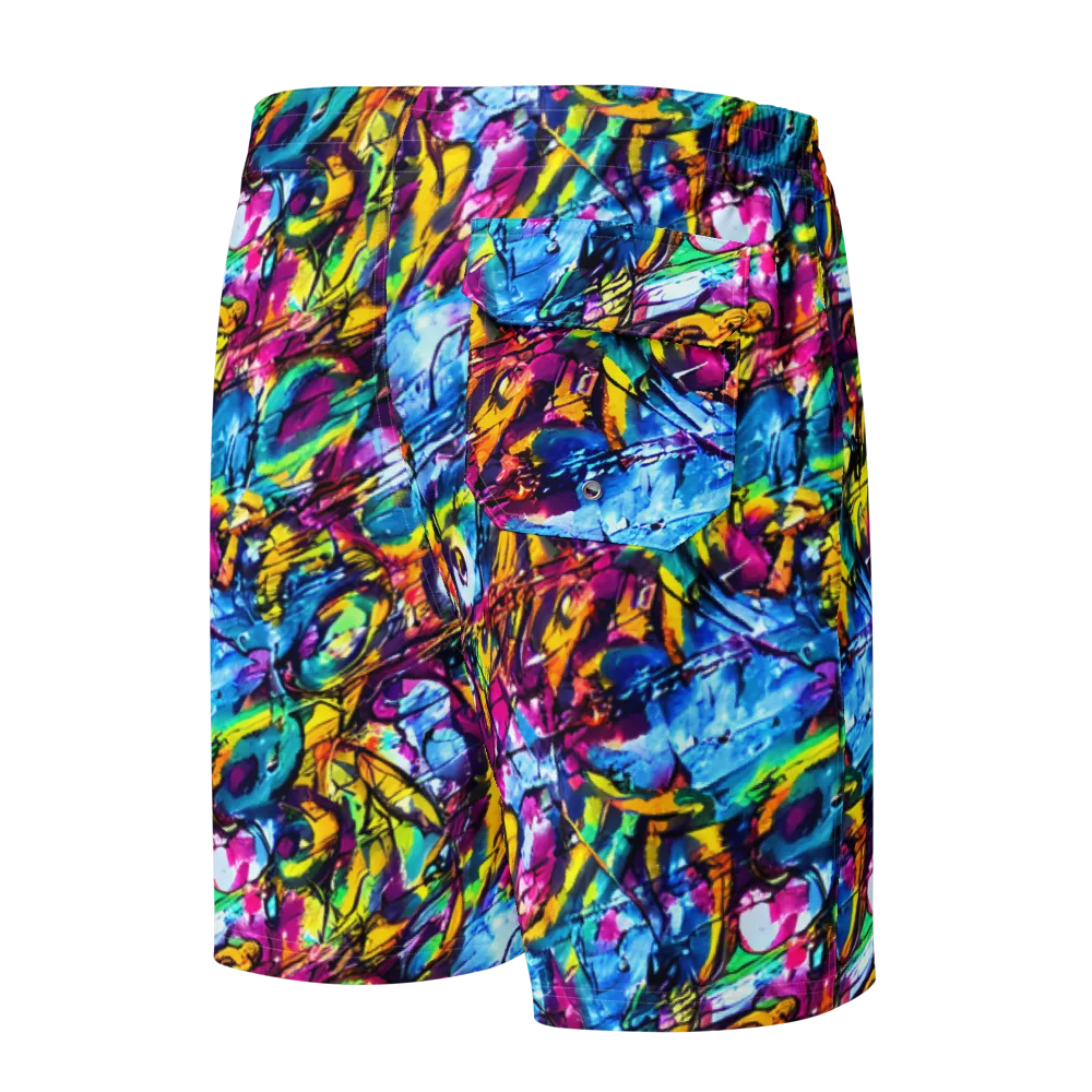 Fuchsia Voltage on Men's Board Shorts — Back