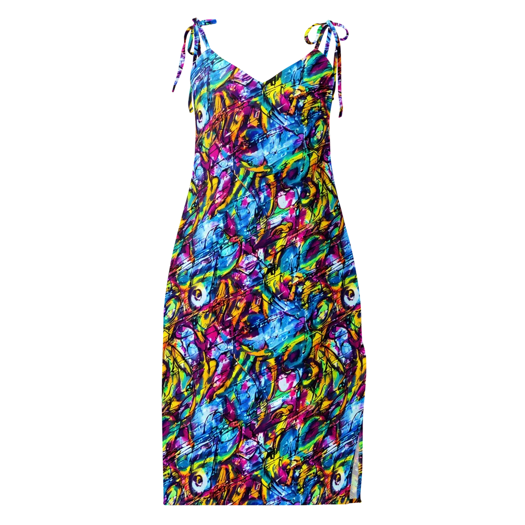 Fuchsia Voltage on Slip Dress — Front