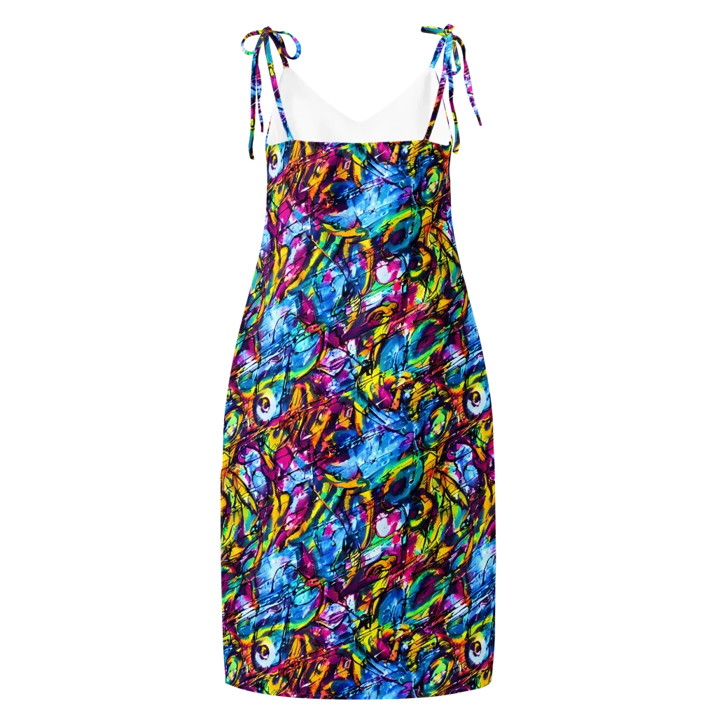 Fuchsia Voltage on Slip Dress — Back