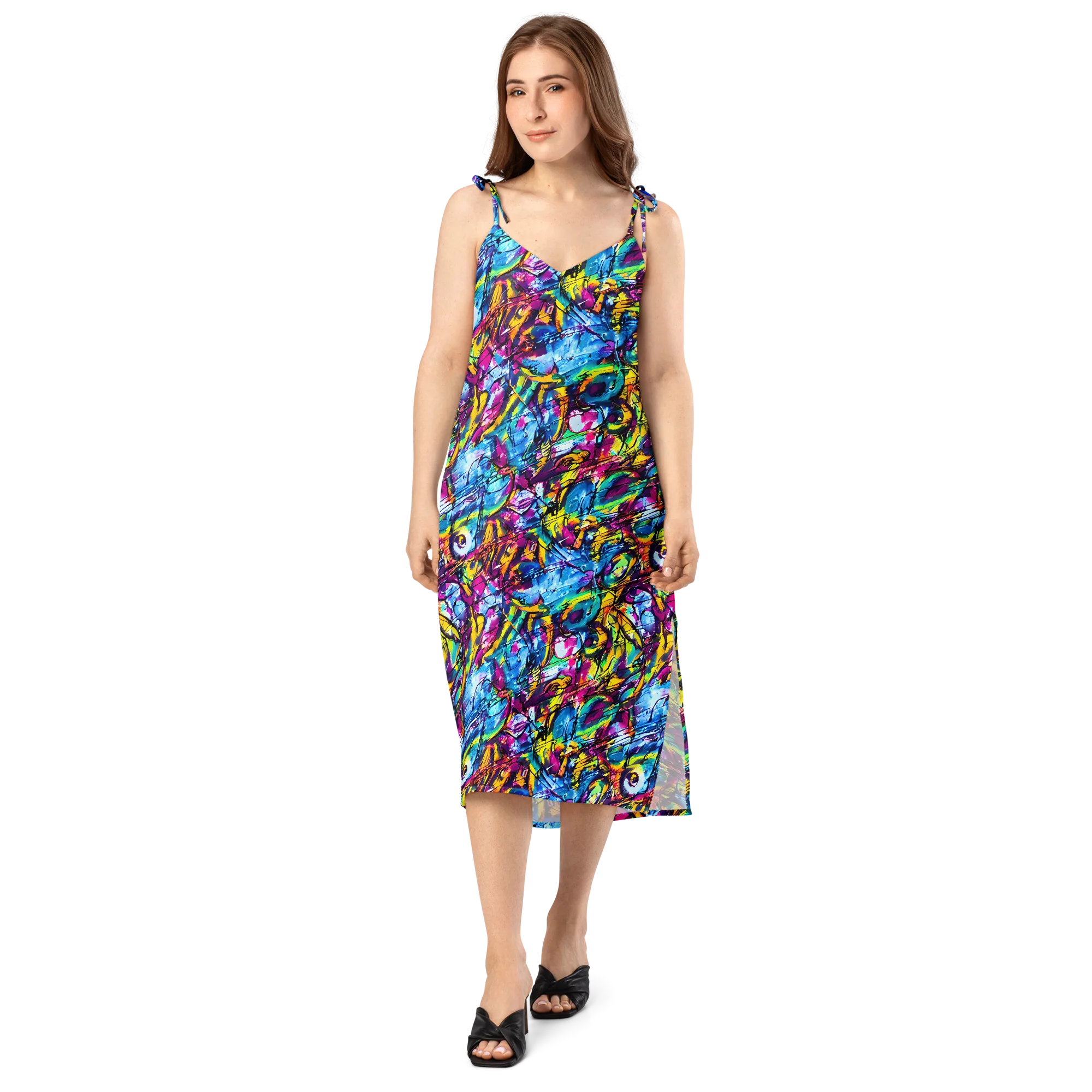 Fuchsia Voltage on Slip Dress — Front