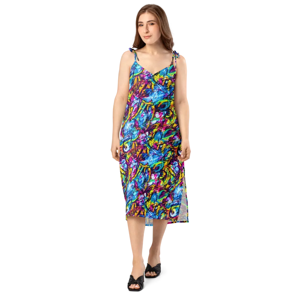 Fuchsia Voltage on Slip Dress — Front