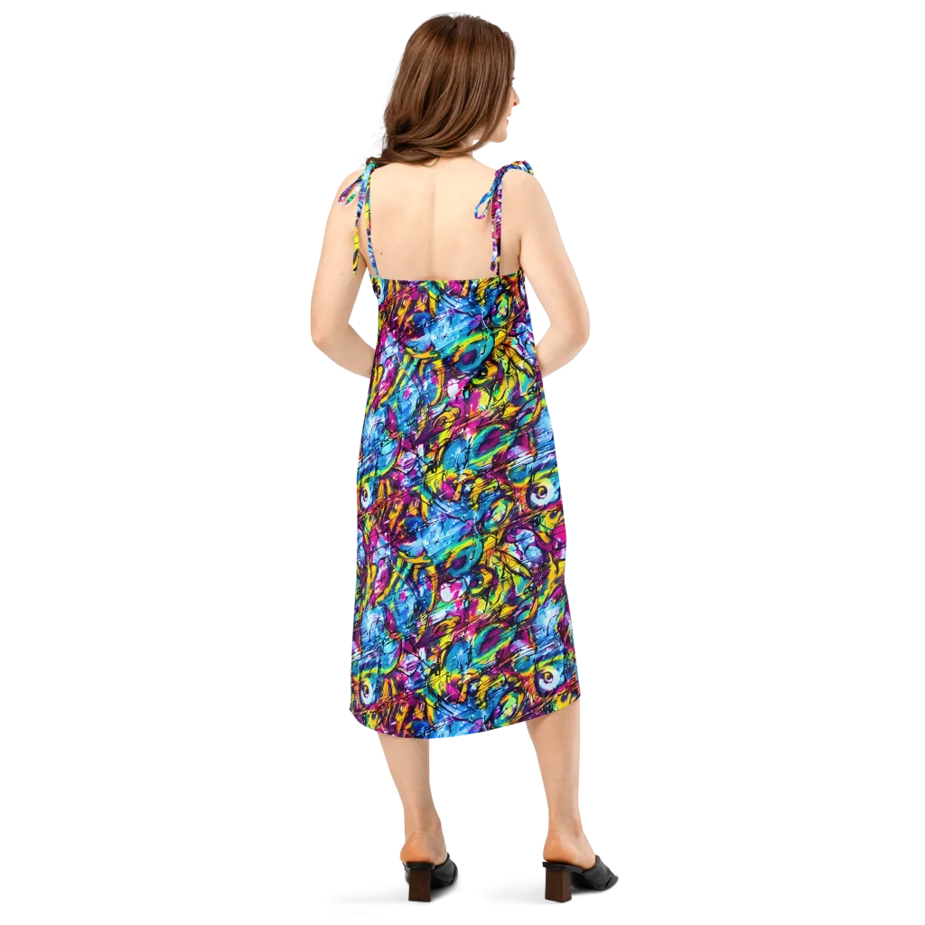 Fuchsia Voltage on Slip Dress — Back