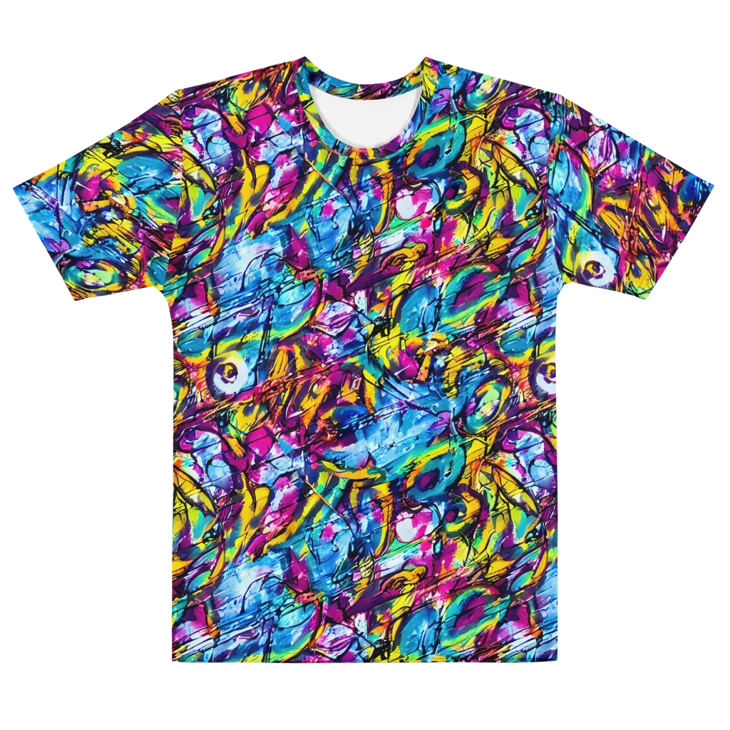 Fuchsia Voltage on Men's Cotton Crew Neck T-Shirt — Front