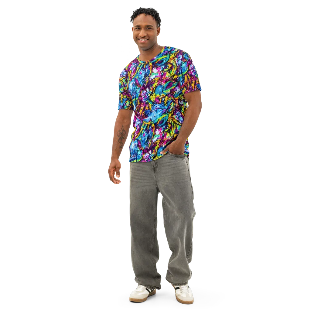 Fuchsia Voltage on Men's Cotton Crew Neck T-Shirt — Front