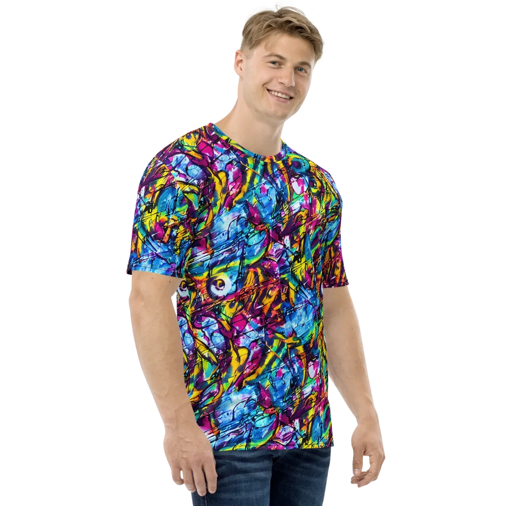Fuchsia Voltage on Men's Crew Neck T-Shirt — Right