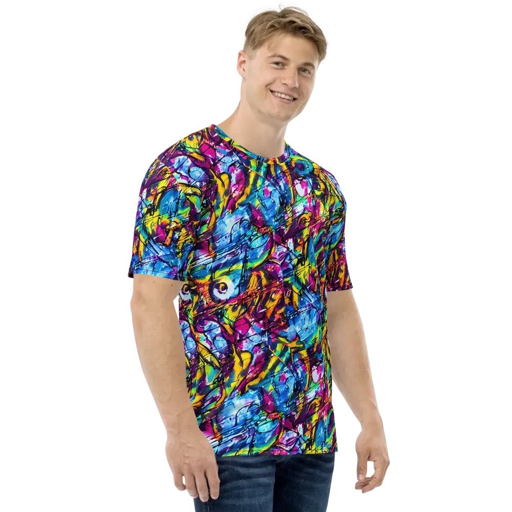 Fuchsia Voltage on Men's Crew Neck T-Shirt — Right