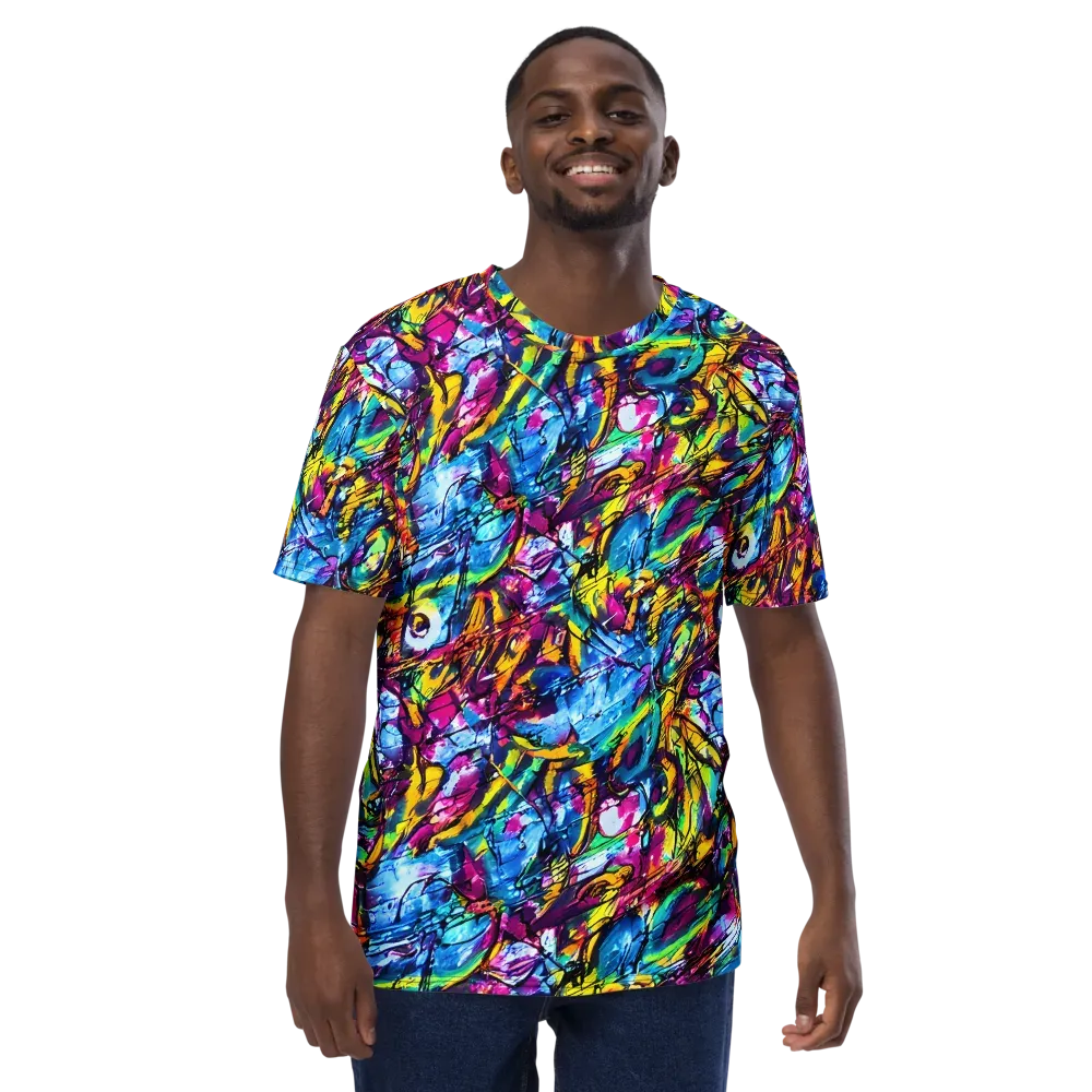 Fuchsia Voltage on Men's Crew Neck T-Shirt — Front