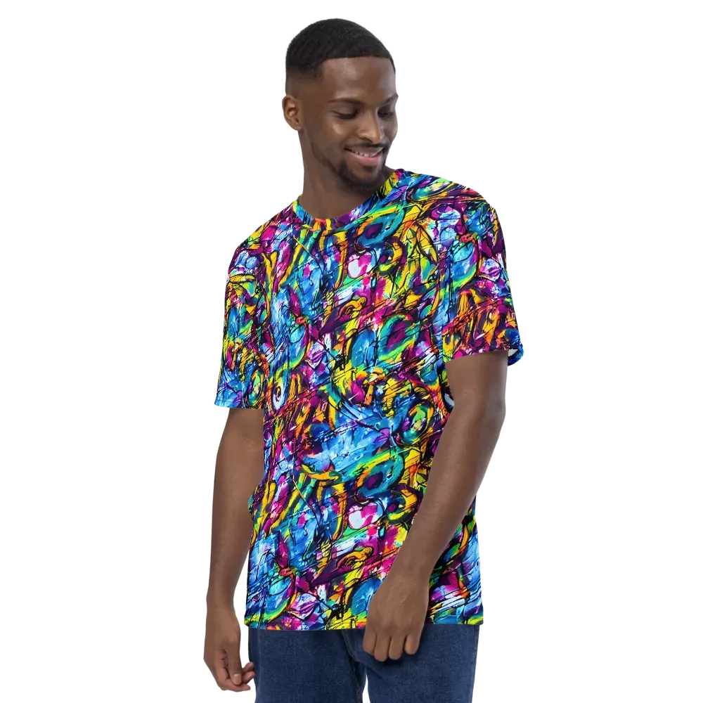 Fuchsia Voltage on Men's Crew Neck T-Shirt — Left