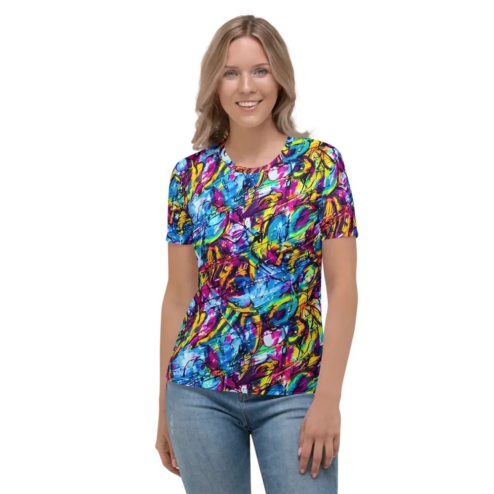 Fuchsia Voltage on Women's Crew Neck T-Shirt — Front