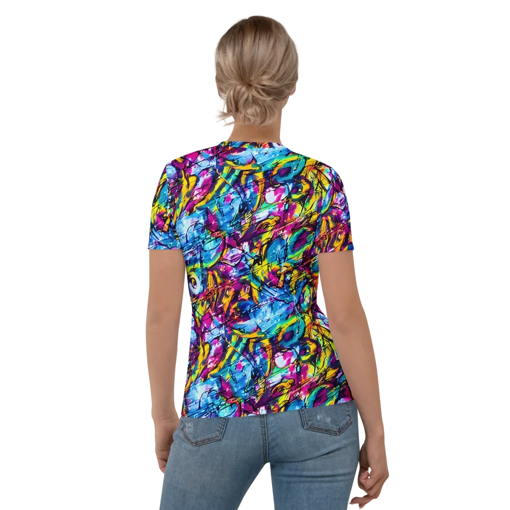 Fuchsia Voltage on Women's Crew Neck T-Shirt — Back