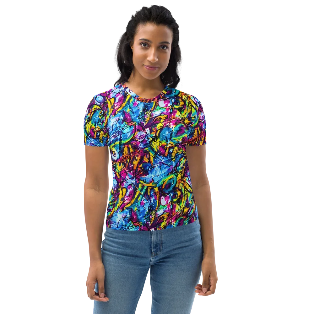 Fuchsia Voltage on Women's Crew Neck T-Shirt — Front