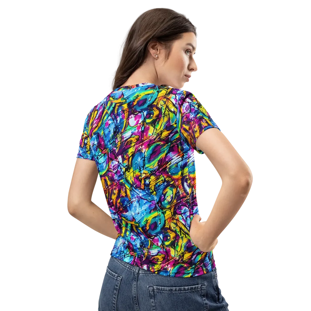 Fuchsia Voltage on Women's Crew Neck T-Shirt — Back