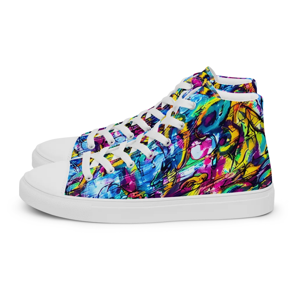 Fuchsia Voltage on Women's High Top Canvas Shoes — Left