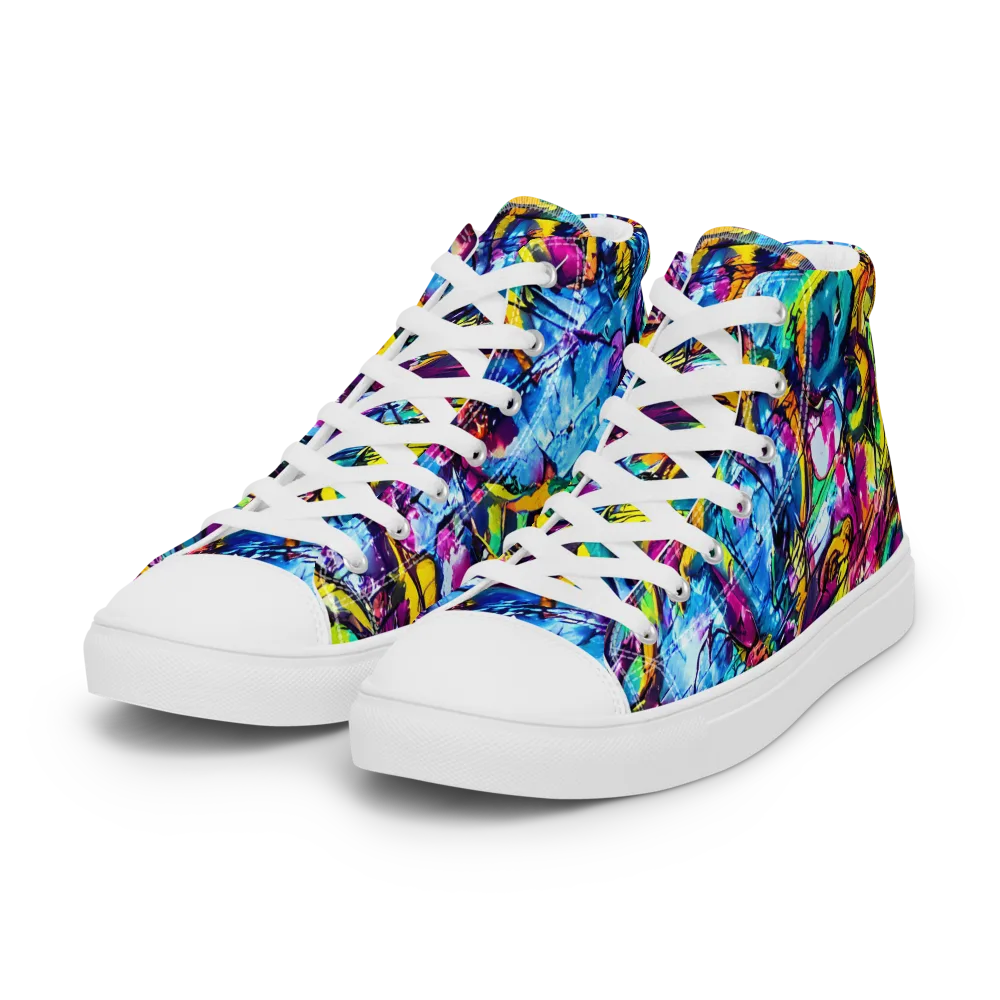 Fuchsia Voltage on Women's High Top Canvas Shoes — Left Front