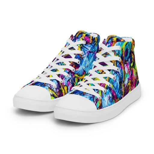 Fuchsia Voltage on a Women's High Top Canvas Shoes