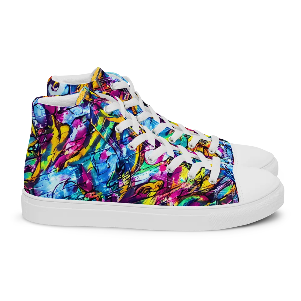 Fuchsia Voltage on Women's High Top Canvas Shoes — Right