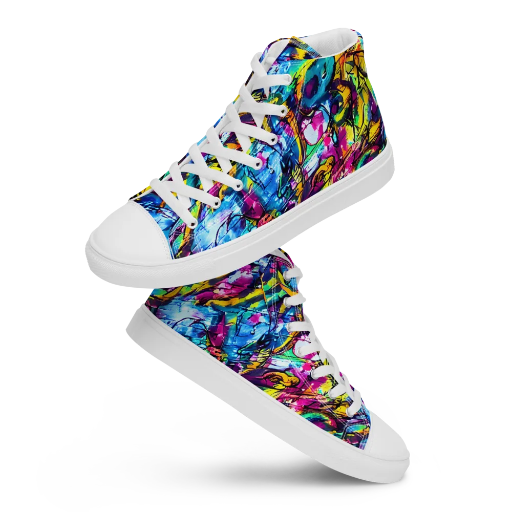 Fuchsia Voltage on Women's High Top Canvas Shoes — Front