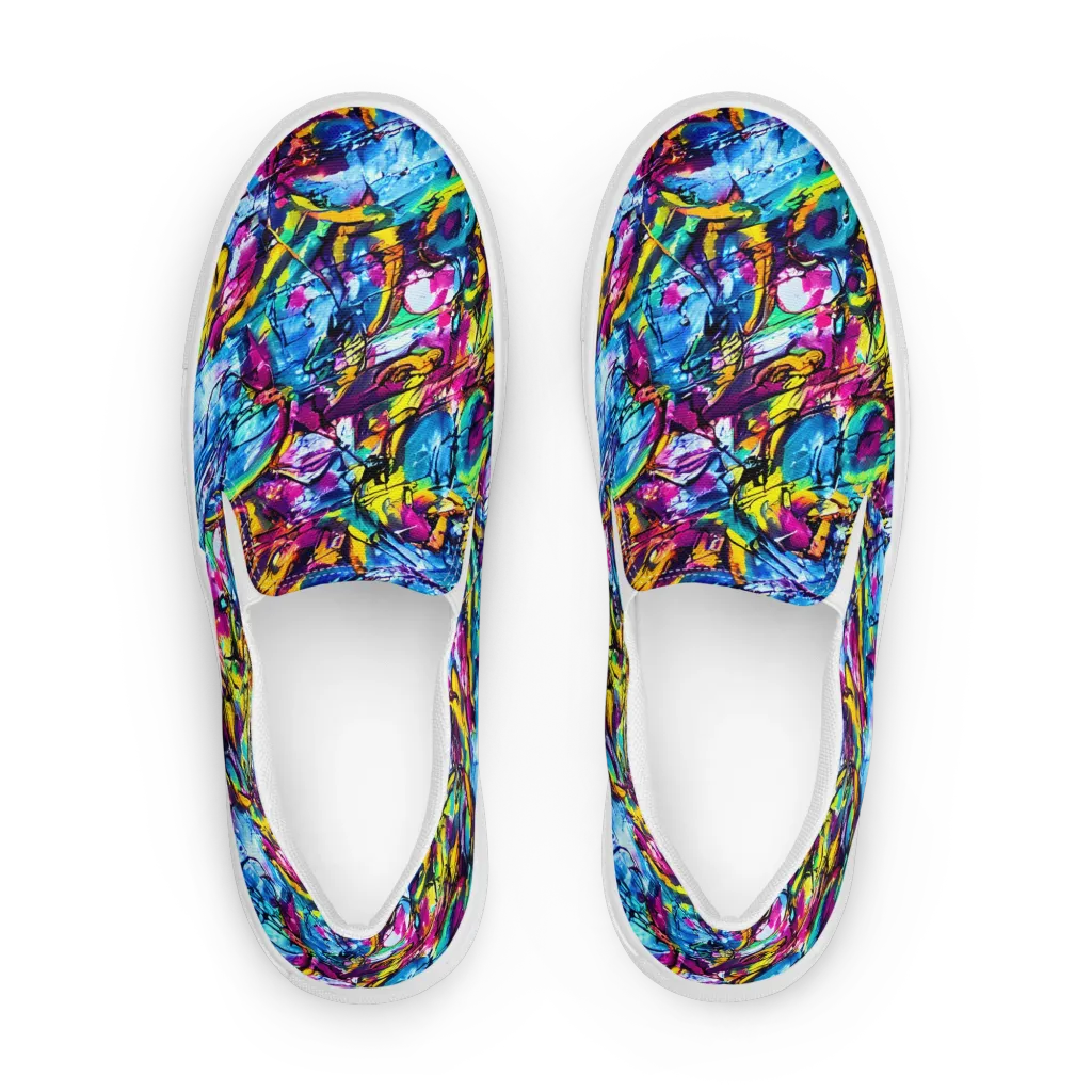 Fuchsia Voltage on Men's Slip-On Canvas Shoes — Front