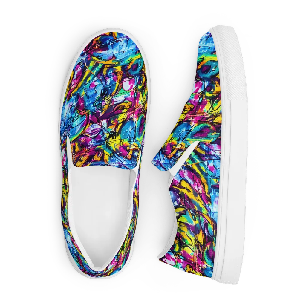 Fuchsia Voltage on Men's Slip-On Canvas Shoes — Front