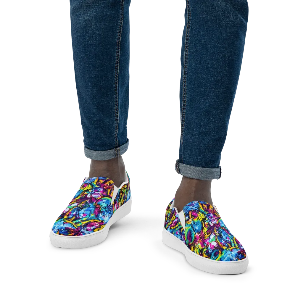 Fuchsia Voltage on Men's Slip-On Canvas Shoes — Front
