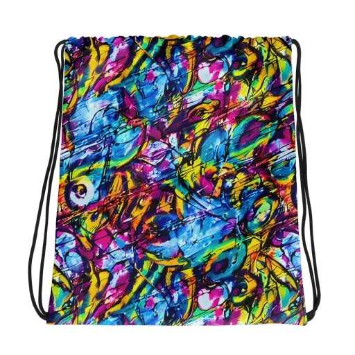 Fuchsia Voltage on a Drawstring Bag