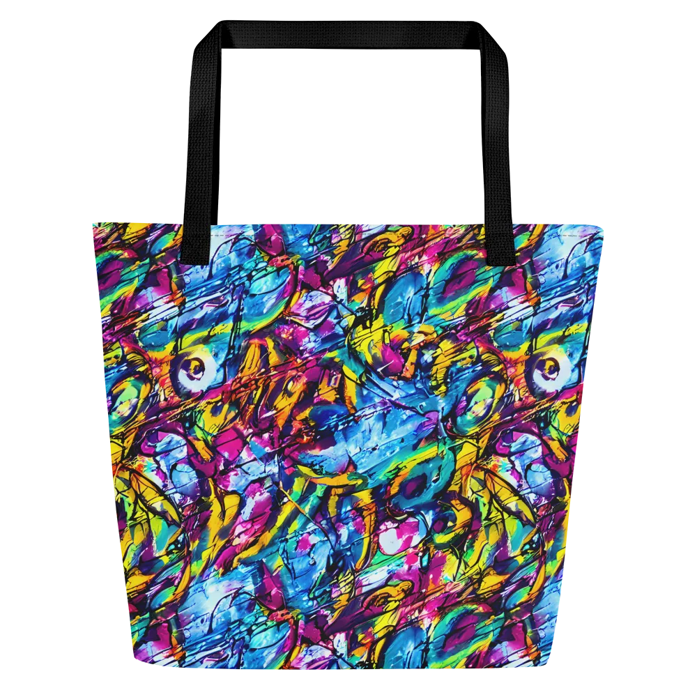 Fuchsia Voltage on Large Tote Bag W/ Pocket — Front