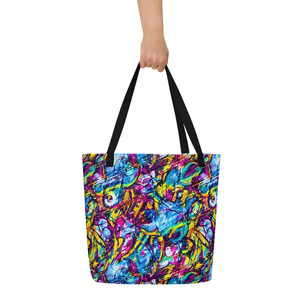 Fuchsia Voltage on Large Tote Bag W/ Pocket — Front