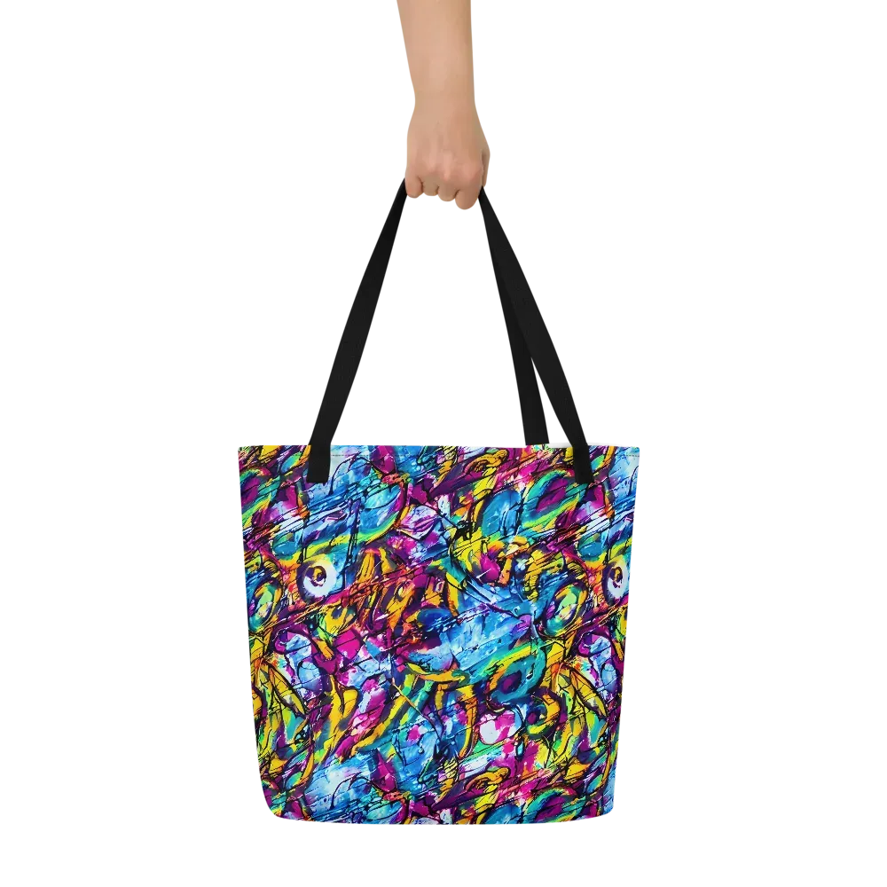 Fuchsia Voltage on Large Tote Bag W/ Pocket — Front