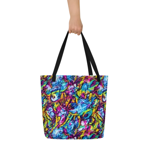 Fuchsia Voltage on a Large Tote Bag W/ Pocket