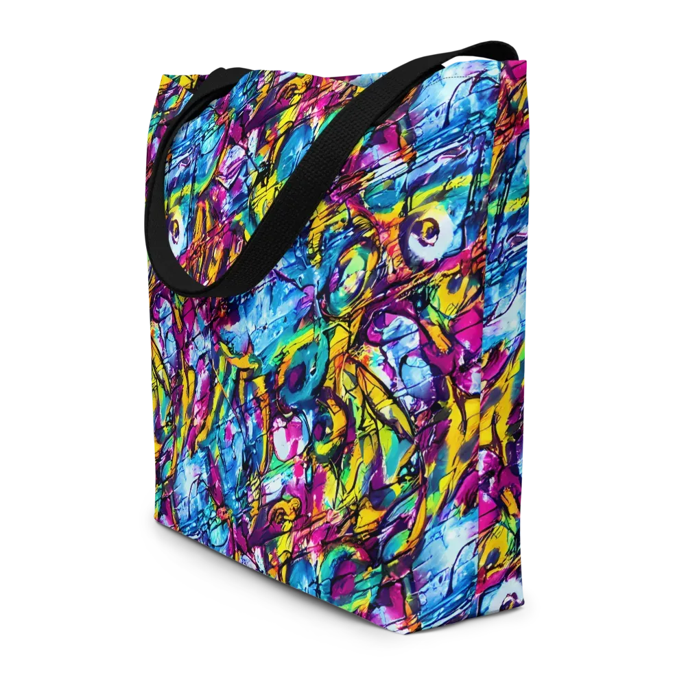 Fuchsia Voltage on Large Tote Bag W/ Pocket — Front