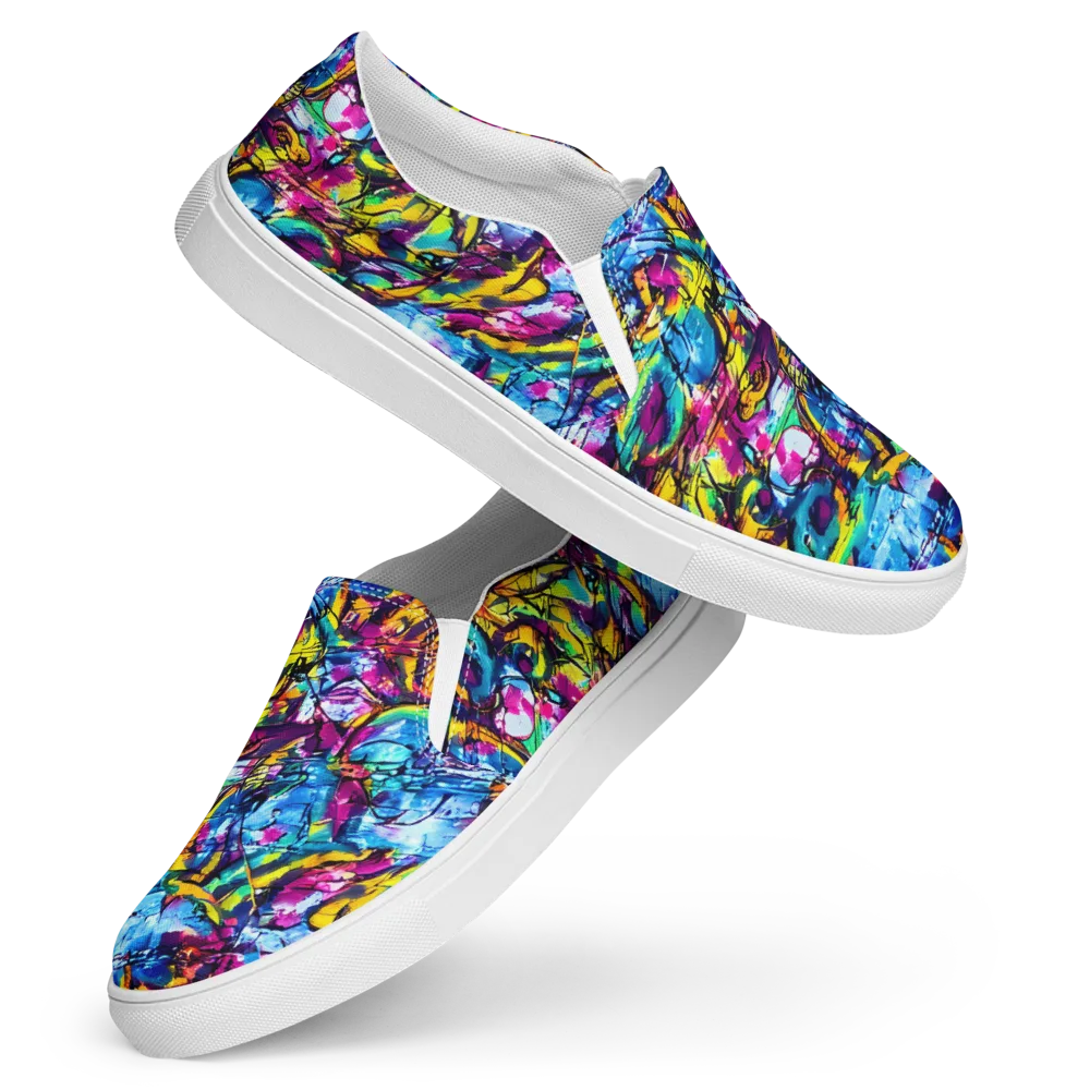 Fuchsia Voltage on Women's Slip-On Canvas Shoes — Front