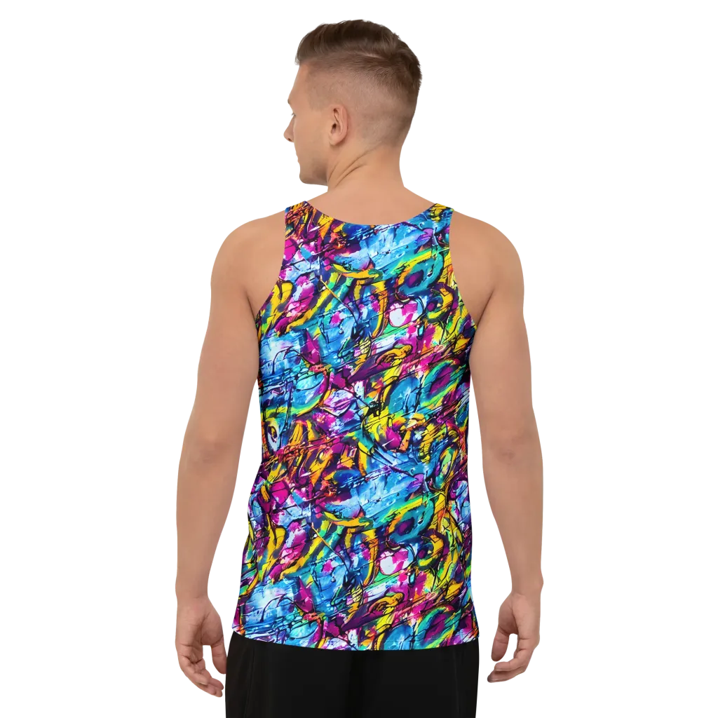 Fuchsia Voltage on Men's Tank Top — Back