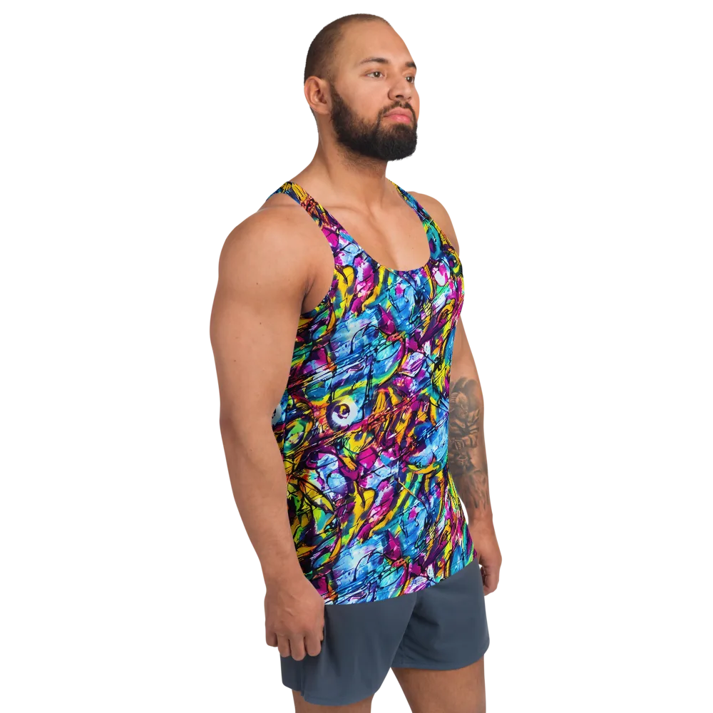 Fuchsia Voltage on Men's Tank Top — Right Front