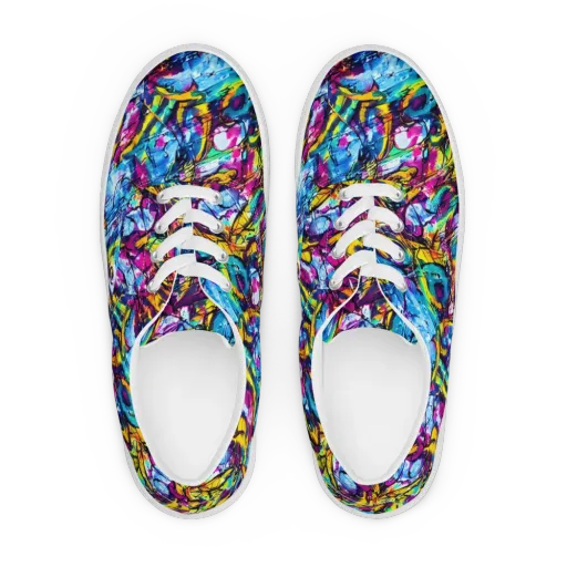 Fuchsia Voltage on a Men's Lace-Up Canvas Shoes