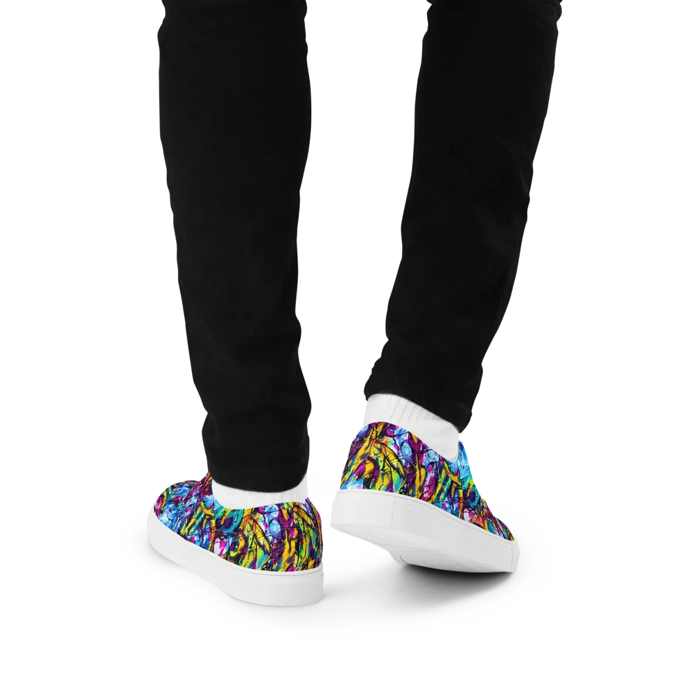 Fuchsia Voltage on Men's Lace-Up Canvas Shoes — Back