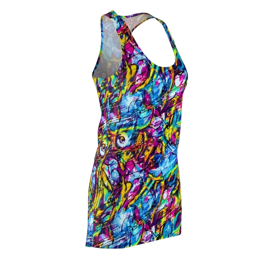 Fuchsia Voltage on Racerback Dress — Front Side