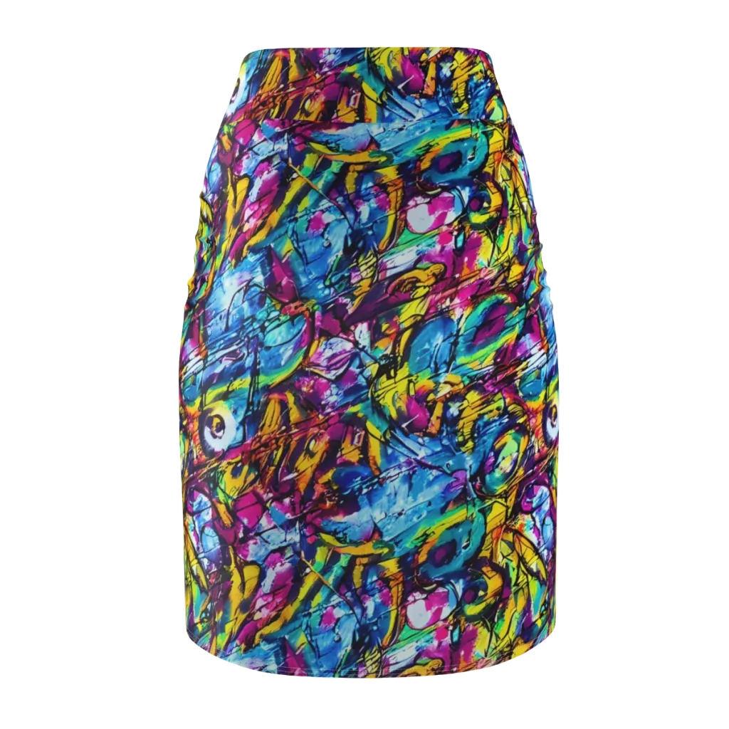 Fuchsia Voltage on Pencil Skirt — Back