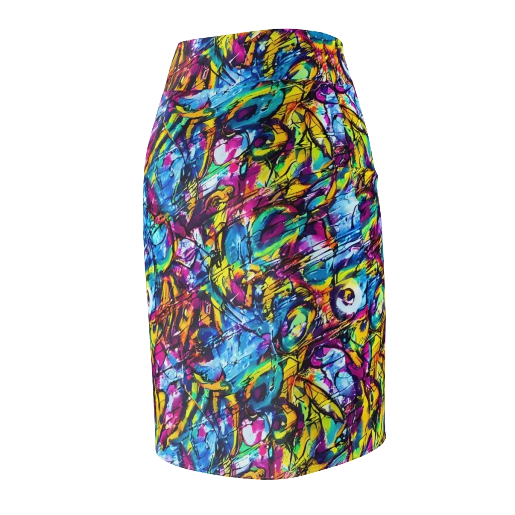 Fuchsia Voltage on Pencil Skirt — Back Side