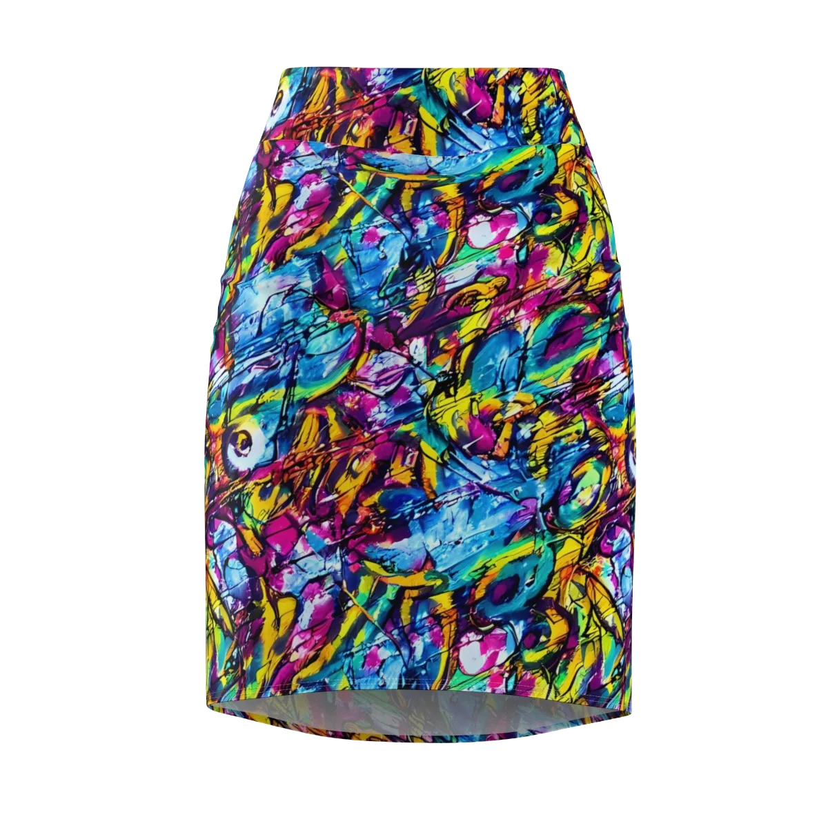 Fuchsia Voltage on Pencil Skirt — Front