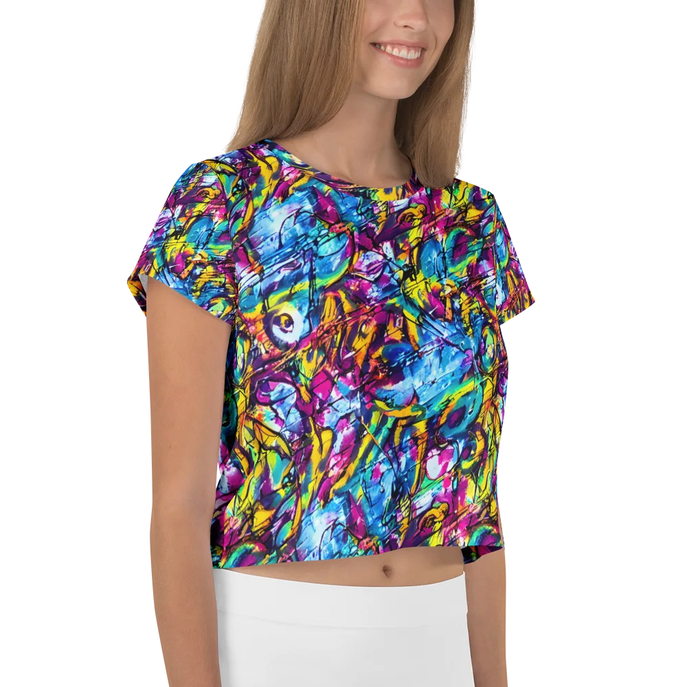 Fuchsia Voltage on Crop Tee — Right