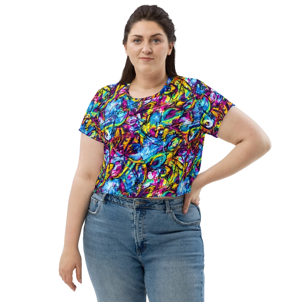 Fuchsia Voltage on Crop Tee — Front