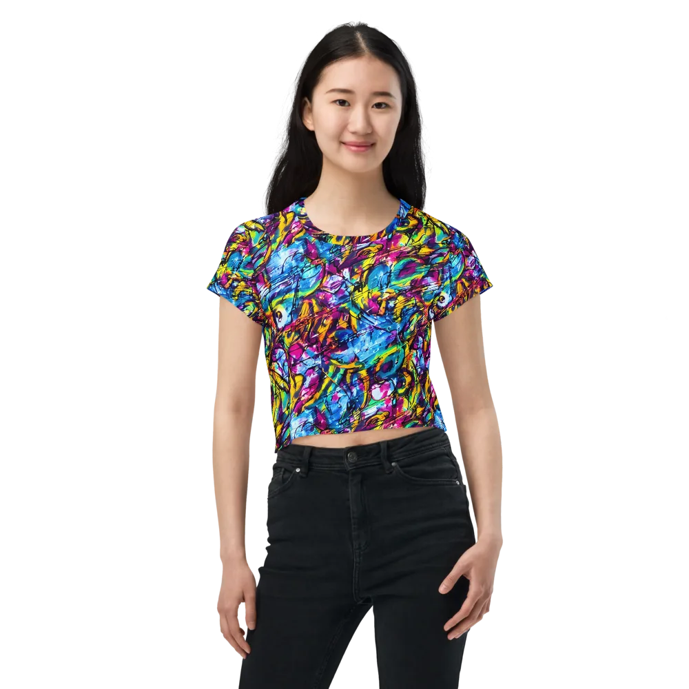 Fuchsia Voltage on Crop Tee — Front