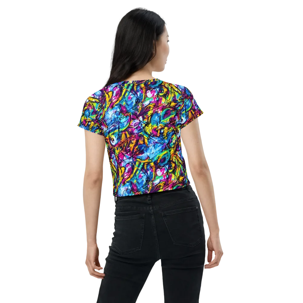 Fuchsia Voltage on Crop Tee — Back