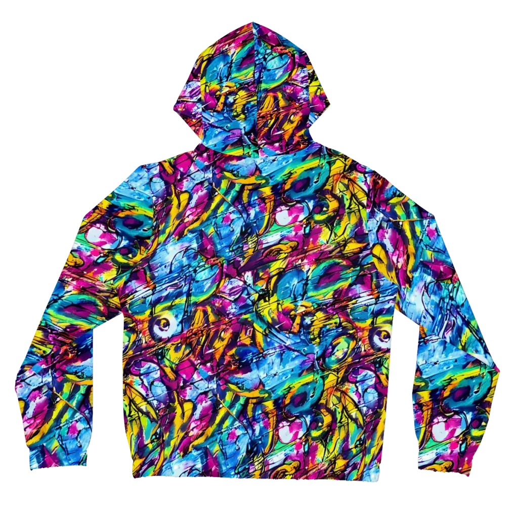Fuchsia Voltage on Women's Full-Zip Hoodie — Back